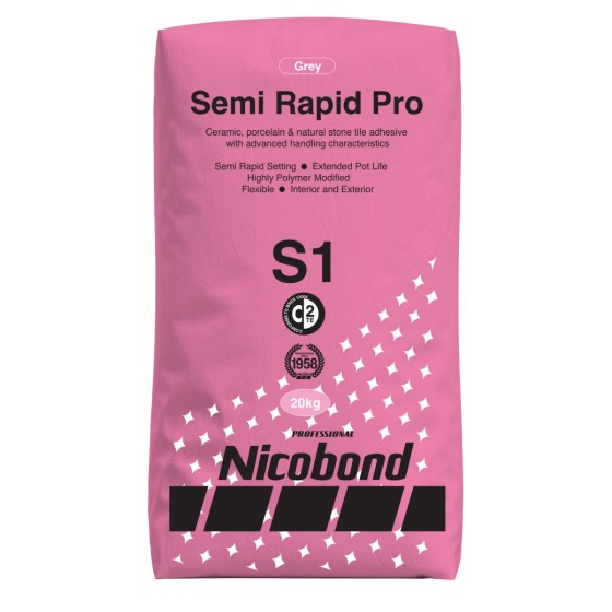 Nicobond Semi Rapid Pro S1 Grey Tile Adhesive 20kg