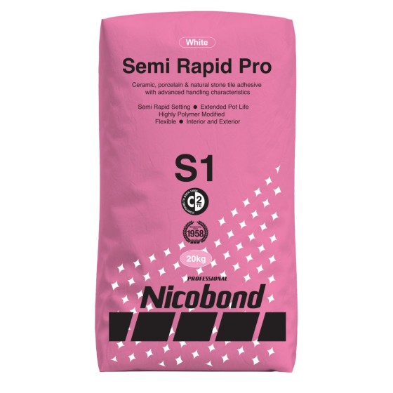 Nicobond Semi Rapid Pro S1 White Tile Adhesive 20kg