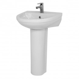 Vogue 45cm 1 Taphole Round Basin and Full Pedestal