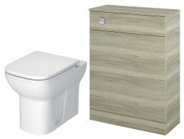 Embrace Back to Wall Pan, Revival 2 San Remo Oak WC unit & Concealed Cistern