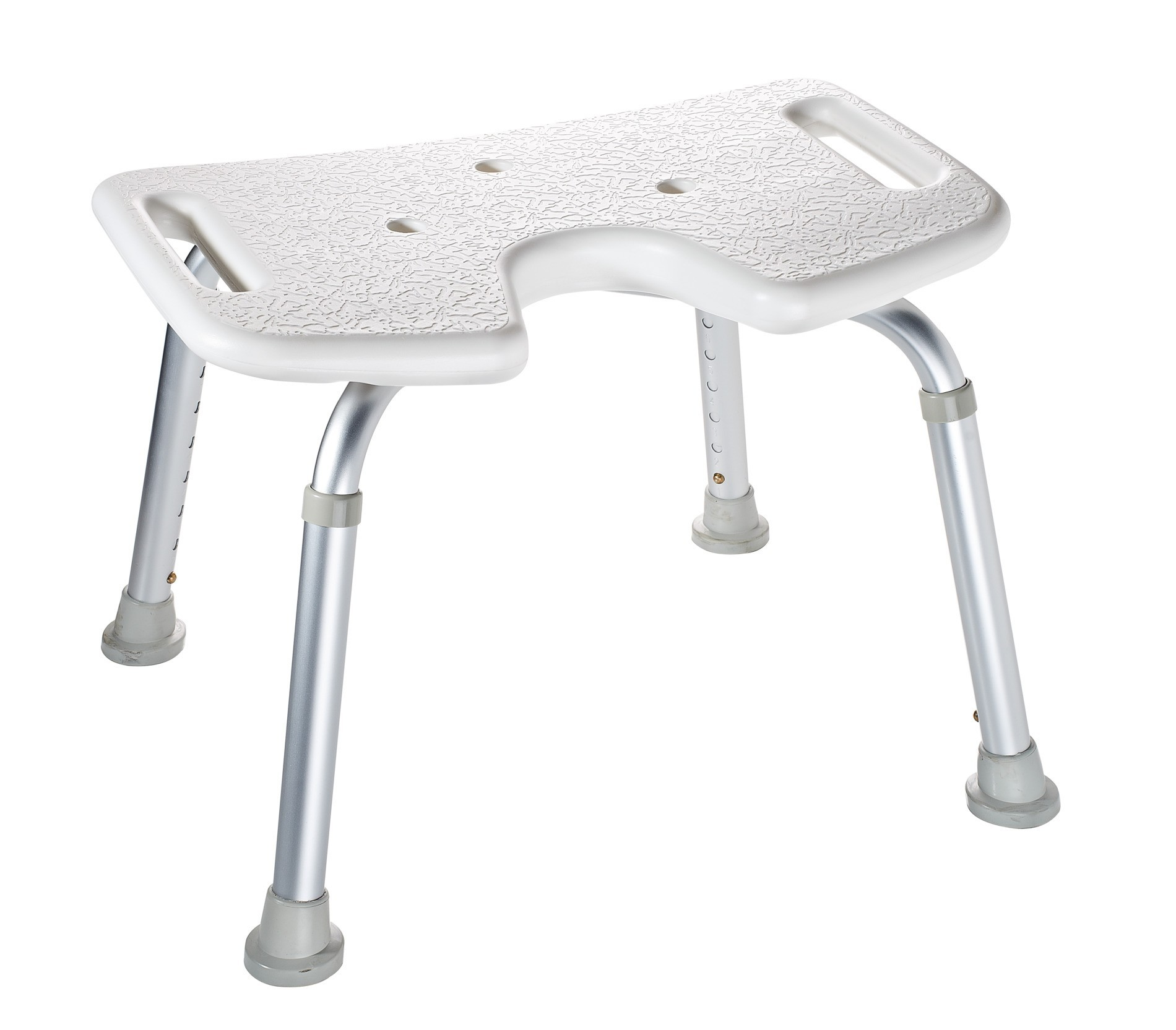 Ridder Comfort Bathroom-Stool With Hygienic Cutout, Height Adjustable Approx 31-52cm White