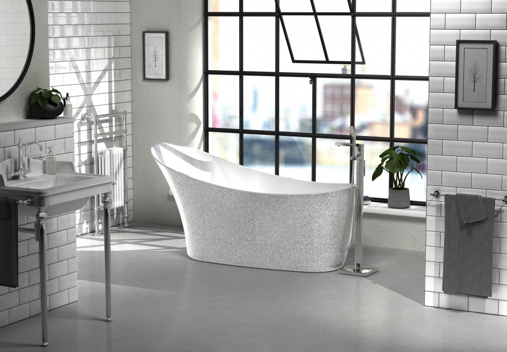 Highgrove Freestanding Bath Sparkling Silver N&C Tiles and Bathrooms