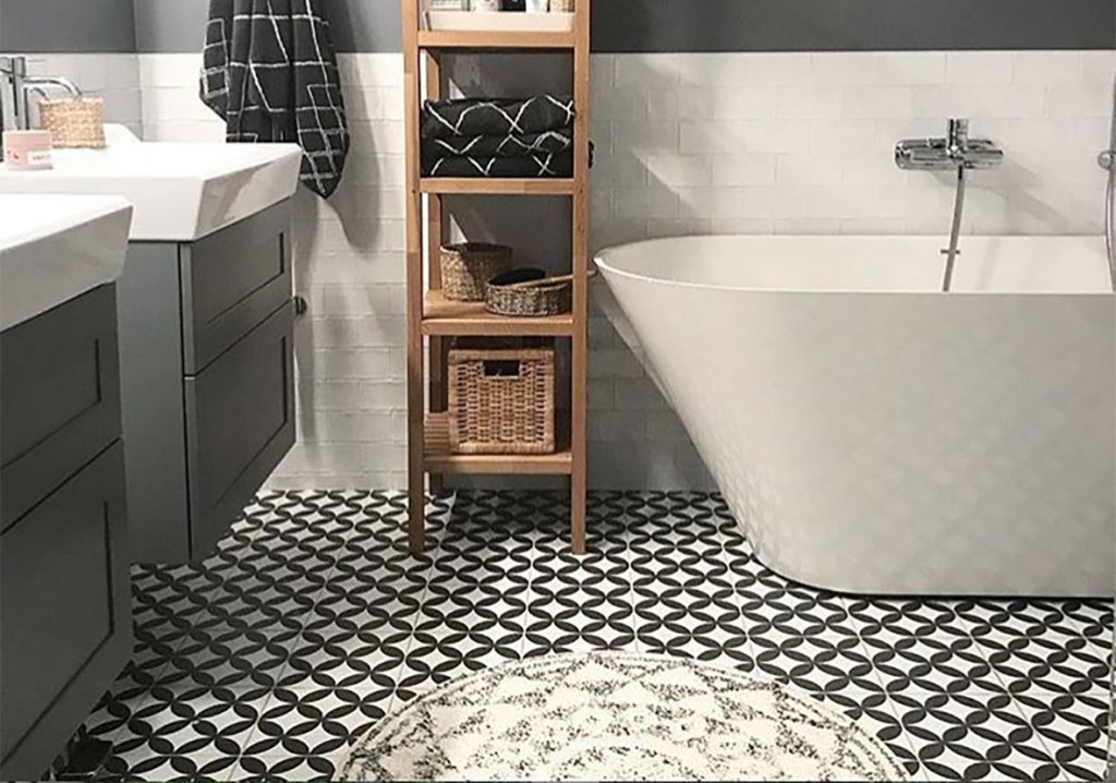 Rochester Black White Wall Floor, Black Floor Tile Bathroom