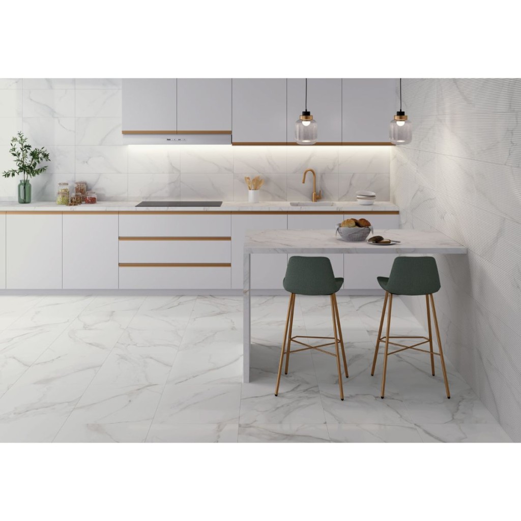 White Marble effect Ceramic Wall Tile 300x600mm | Capri collection