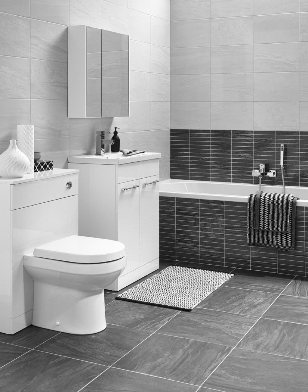 Elegant Dark Grey Gloss Scored Wall Tile 250x400mm | N&C Tiles and ...