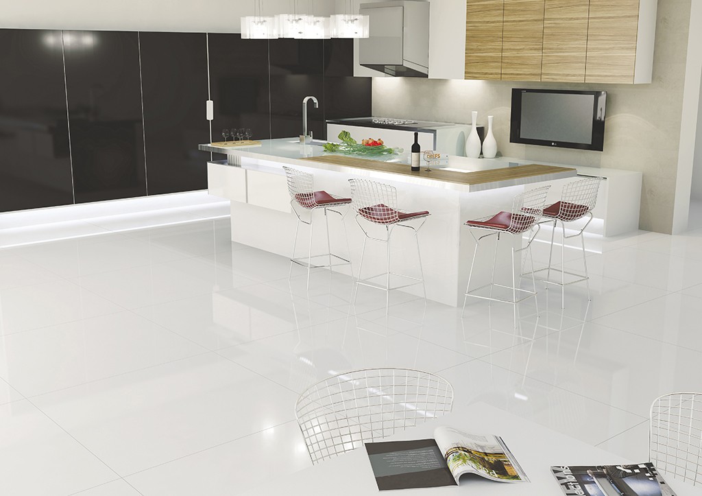 Ultimate White Polished Glazed Wall & Floor Tile 800x800mm N&C Tiles