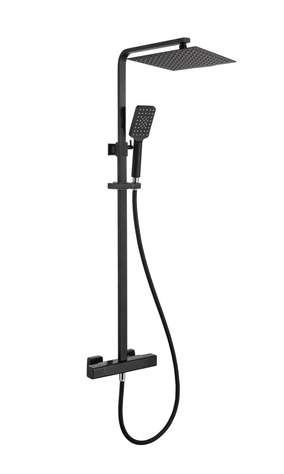 Noir Matt Black R Series Cool Touch Thermostatic Shower Mixer, Square Head
