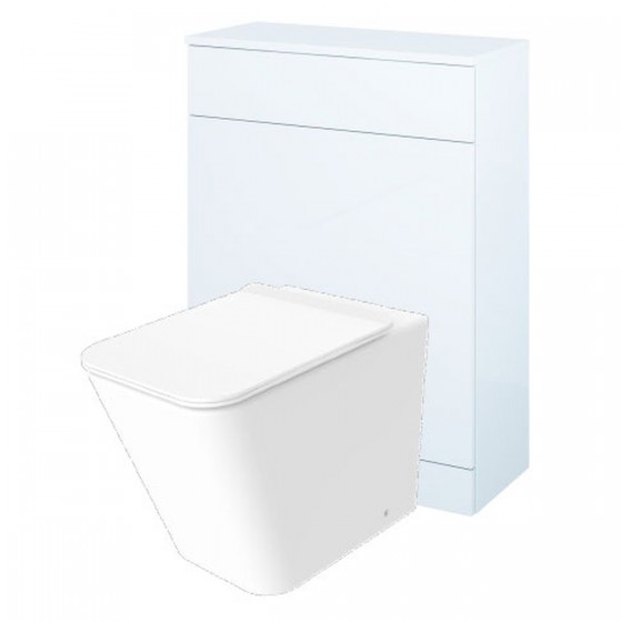 Indo Rimless Back to Wall Pan, Slim Soft Close Seat, Appeal White WC Unit and Concealed Cistern