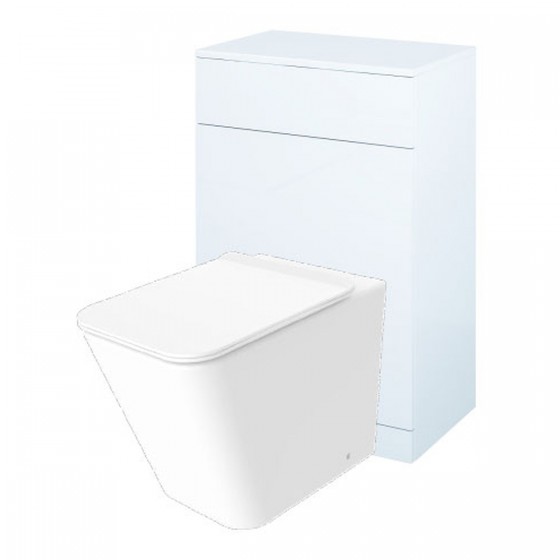 Indo Rimless Back to Wall Pan, Slim Soft Close Seat, Sense White WC Unit and Concealed Cistern