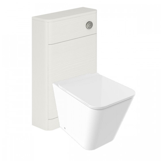 Indo Back to Wall Pan, Slim Soft Close Seat, Cuban White Wood WC Unit and Concealed Cistern