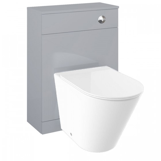 Surface Rimless Back to Wall Pan, Slim Soft Close Seat, Appeal Light Grey WC Unit and Concealed Cistern