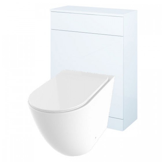 Invent Rimless Back to Wall Pan, Slim Soft Close Seat, Appeal White WC Unit and Concealed Cistern