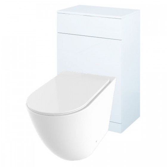 Invent Rimless Back to Wall Pan, Slim Soft Close Seat, Sense White WC Unit and Concealed Cistern