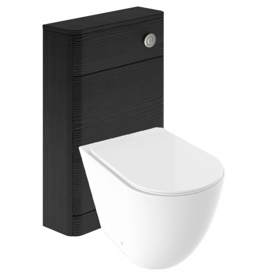 Invent Back to Wall Pan, Slim Soft Close Seat, Cuban Black Wood WC Unit and Concealed Cistern