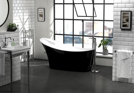Highgrove Freestanding Bath Gloss Black 1720 x 730mm