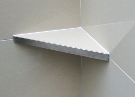 Genesis Brushed Stainless Steel Reversible Tile In Corner Shower Shelf