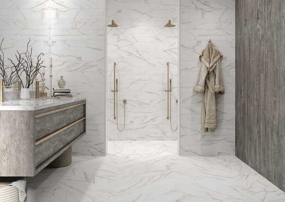 Marblehex Plank Calacatta White Porcelain Floor and Wall Tile 150x900mm