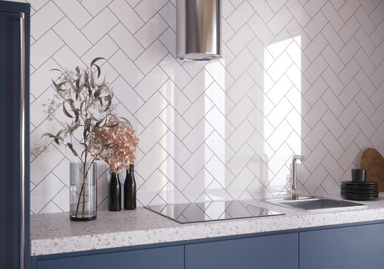 Flat Metro Gloss White Ceramic Wall Tile 200x100mm