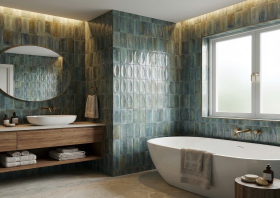 Gleeze Turchese Blue Eye Decor Porcelain Floor and Wall Tile 75x200mm