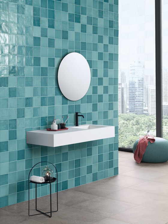 Zellige Jade Green Ceramic Wall Tile 130x130mm