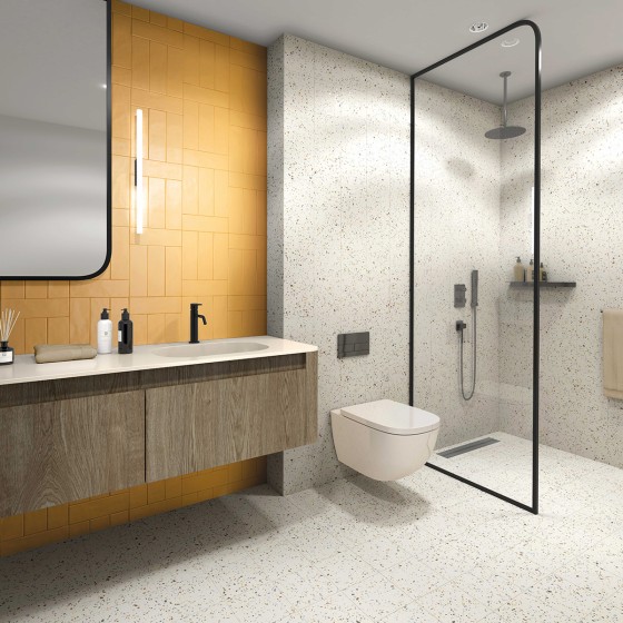 Attract White Terrazzo Ceramic Floor and Wall Tile 200x200mm