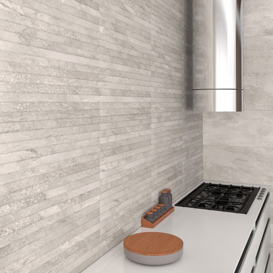 Future Stone Grey Overlap Decor Ceramic Wall Tile 300x600mm