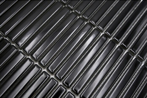Kit-Kat Matt Gloss Black Porcelain Stick Mosaic 282x308mm