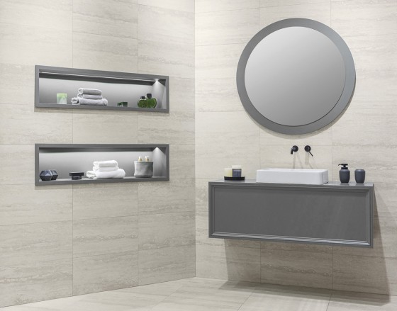 Pure Travertine Grey Ceramic Wall Tile 300x600mm