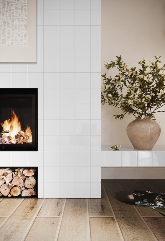 N&C Ikon Plain Colour White Gloss Ceramic Wall Tile 148x148mm