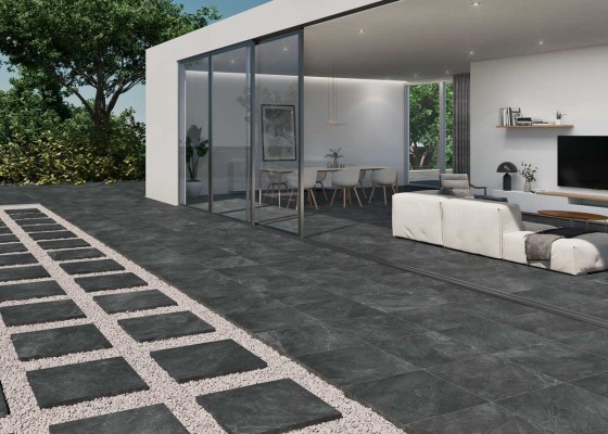 Nevis Anthracite Outdoor Tile 592x592x20mm