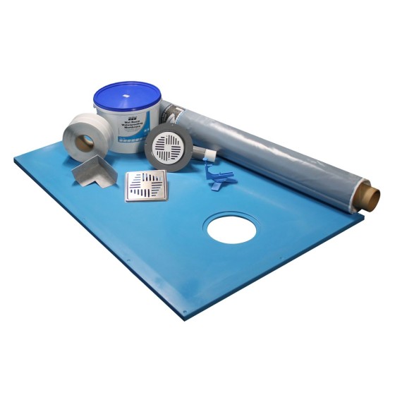 Premier Wet Room Deck Pack 1S with 1800 x 800mm Standard Drainage Shower Deck, Gulley, Grate and Tanking Kit