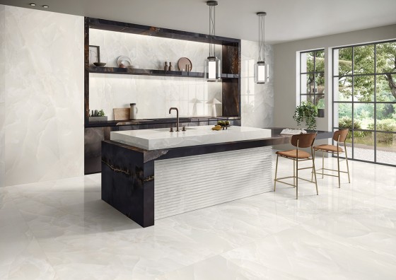 Italian Onyx Ivory Polished Porcelain Wall & Floor Tile 600x1200mm