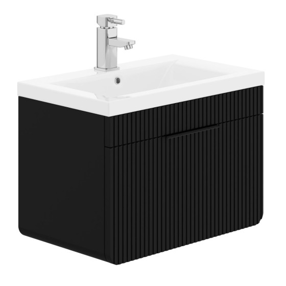 Impressions 60cm 1 Drawer Basin Vanity Unit Black Super Matt