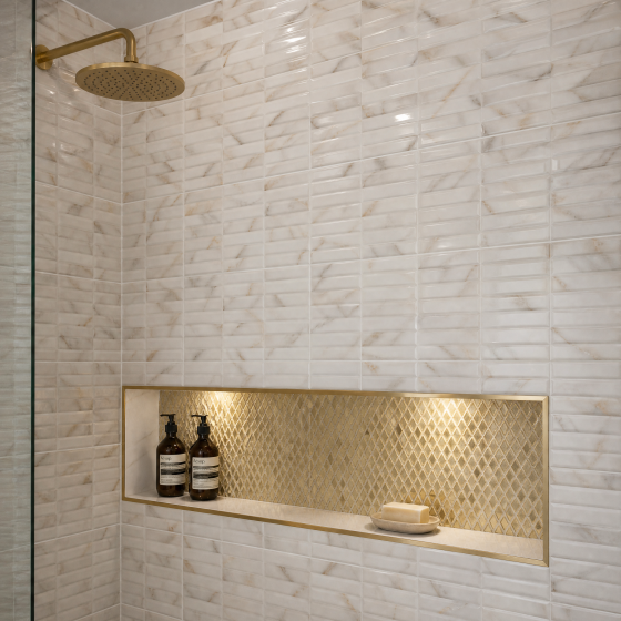 Capri Gold Marble Brick Decor Ceramic Wall Tile 300x600mm