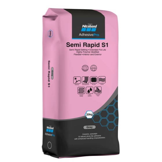 Nicobond Semi Rapid Pro S1 Grey Tile Adhesive 20kg