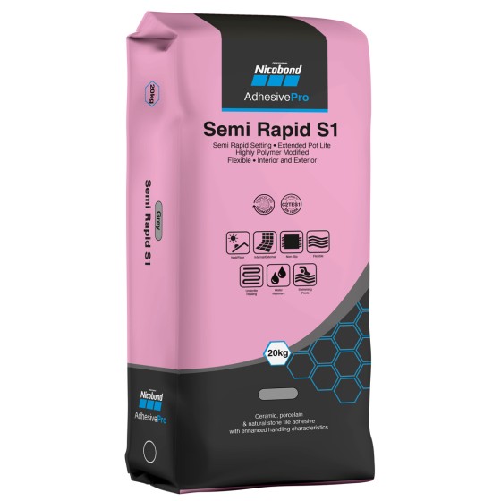 Nicobond Semi Rapid Pro S1 White Tile Adhesive 20kg
