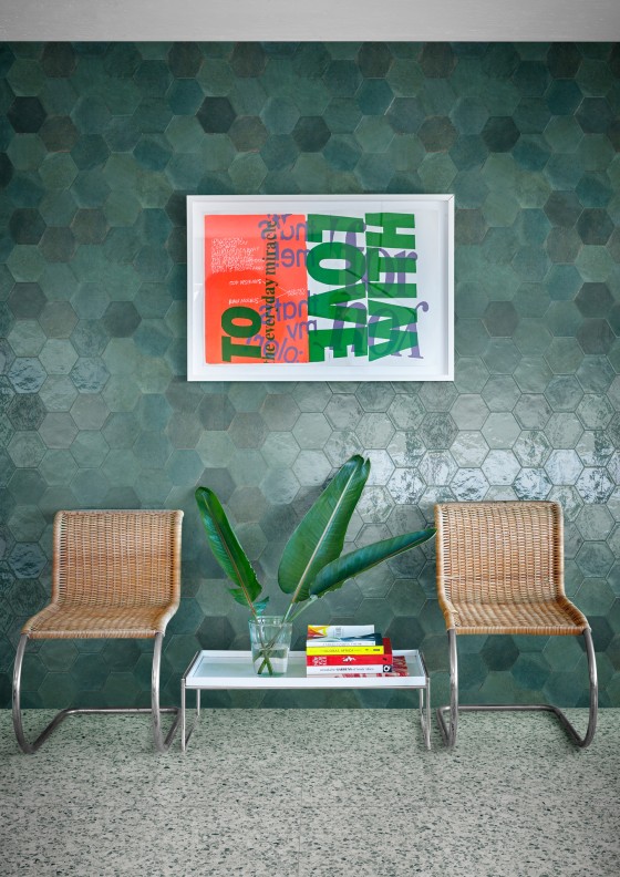 Lume Green Hexagon Porcelain Wall and Floor Tile 210x182mm
