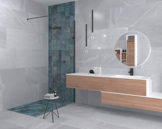 Touchstone Light Grey Matt Polished Porcelain Wall and Floor Tile 450x900mm