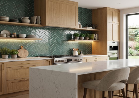Dwell Green Jade Gloss Ceramic Wall Tile 56x267mm