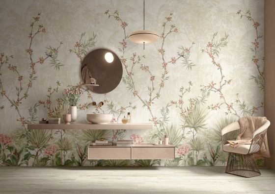 Amazon Jungle Chic Floral Natural Porcelain Floor and Wall Tile 600x1200mm