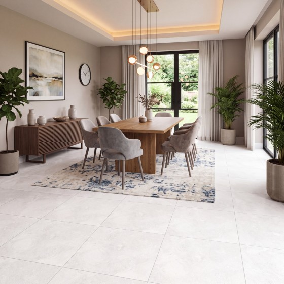 Abode White Natural Porcelain Floor and Wall Tile 600x600mm