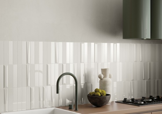 Up White Gloss Ceramic Wall Tile 50x250mm