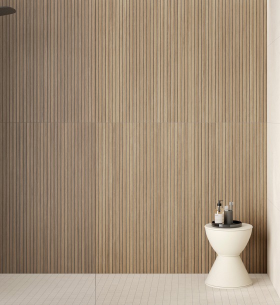 Kobe Slatwood Teak Porcelain Wall Tile 600x1200mm