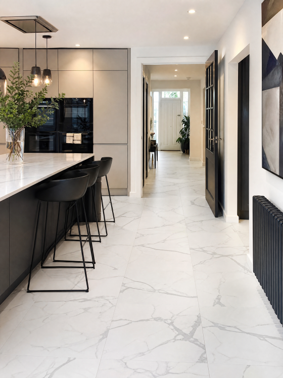 Miramar White Marble Porcelain Floor and Wall Tile 600x600mm