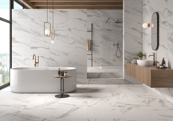 Miramar Gold Marble Porcelain Floor and Wall Tile 608x608mm