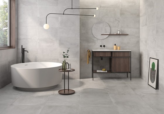 Bahia Perla Grey Cement Porcelain Floor and Wall Tile 608x608mm