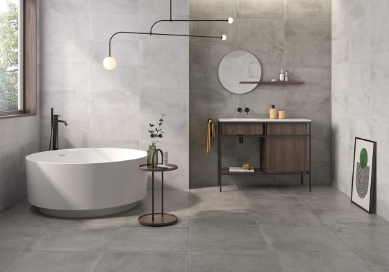 Bahia Perla Grey Cement Porcelain Floor and Wall Tile 608x608mm