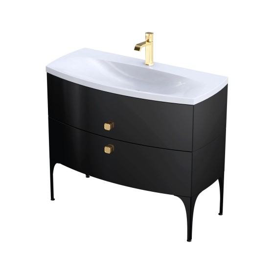 Wimborne Wall Hung 2 Drawer Basin Unit 102cm Gloss Black