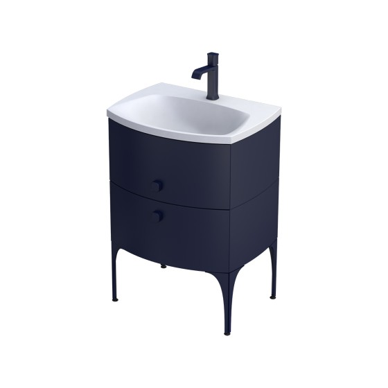 Wimborne Wall Hung 2 Drawer Basin Unit 62cm Matt Blue