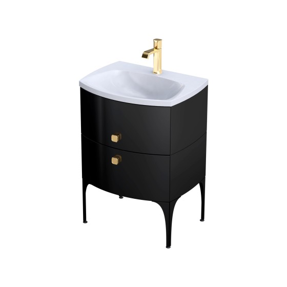 Wimborne Wall Hung 2 Drawer Basin Unit 62cm Gloss Black
